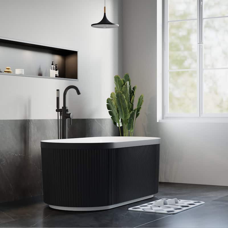 Repose 59" Fluted Acrylic Soaking Tub - Oval - 29D x 59W x 23H