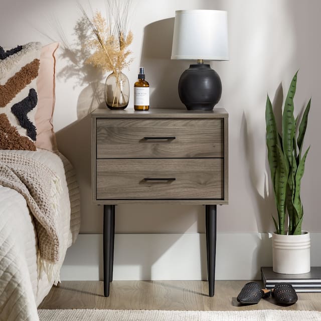 Middlebrook Notto Mid-Century 2-Drawer Nightstand - Slate Grey