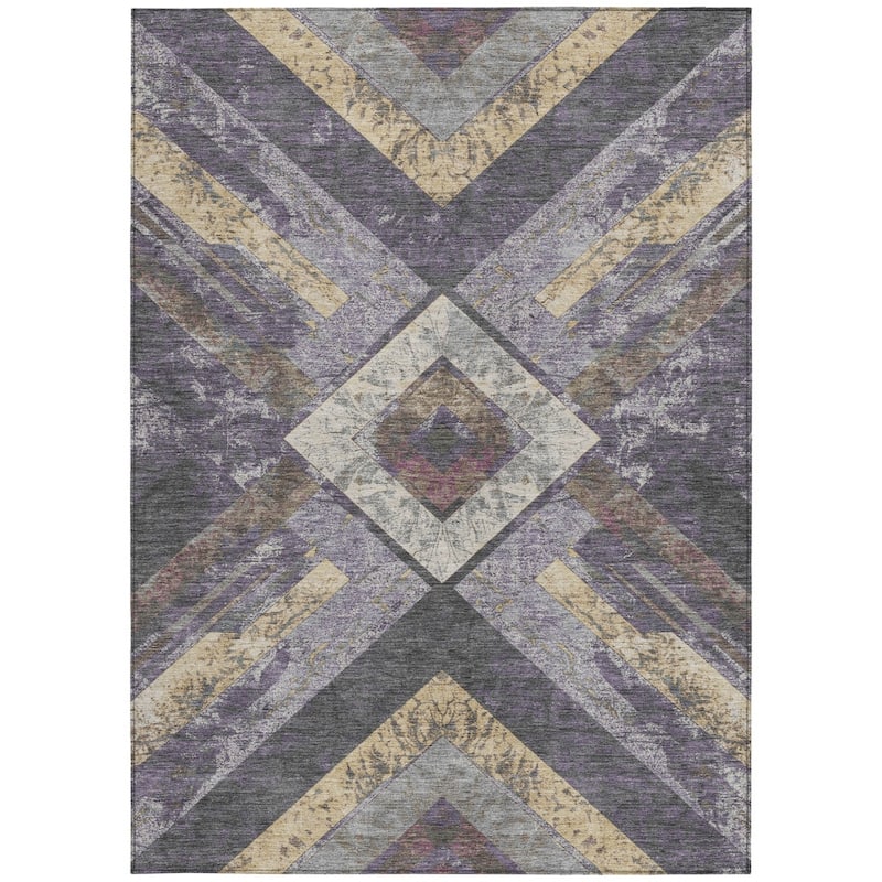 HomeRoots Geometric Transitional Rectangle Outdoor Rug