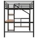 preview thumbnail 31 of 30, Full Size Metal Loft Bed with Desk, Storage Staircase, Small Wardrobe and LED Light