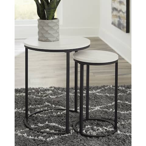 Briarsboro White/Black Nesting Accent Table Set, Set of 2 - 18.13x18.13x22.88 in, 11.75x11.75x20 in