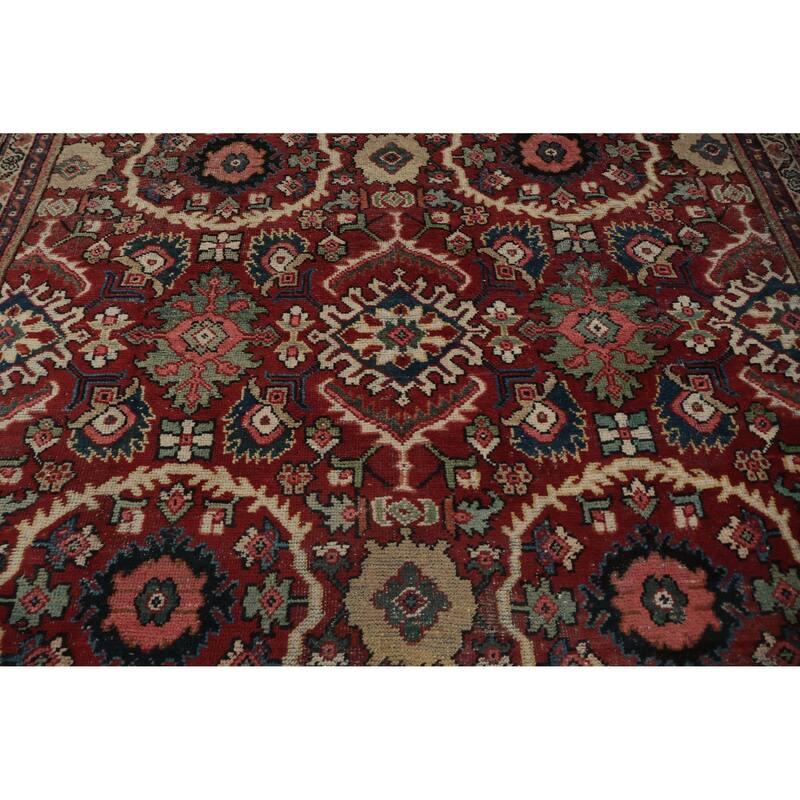 Hand Knotted Oriental 100% Wool Carpet Traditional Floral Red Mahal Area Rug - 12' 0'' X 9' 0''