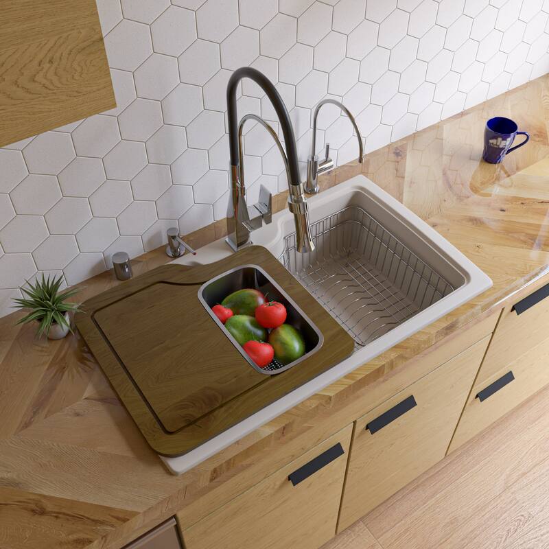 ALFI brand AB3520DI-B Biscuit 35-inch Drop-in Single Bowl Granite Composite Kitchen Sink