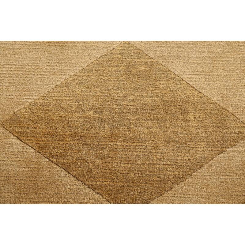 Vegetable Dye Geometric Nepalese Oriental Area Rug Wool Hand-knotted - 4'1" x 6'0"