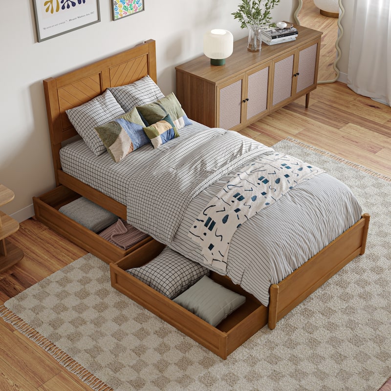 Clayton Platform Bed with Panel Footboard and Storage Drawers