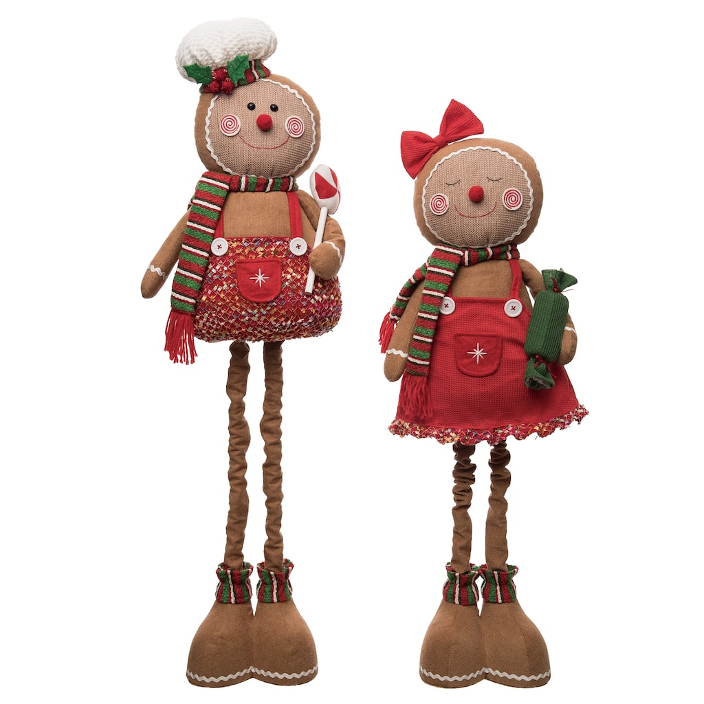 Transpac Christmas Plush Telescoping Gingerbread Set of 2 Christmas Home Decorations
