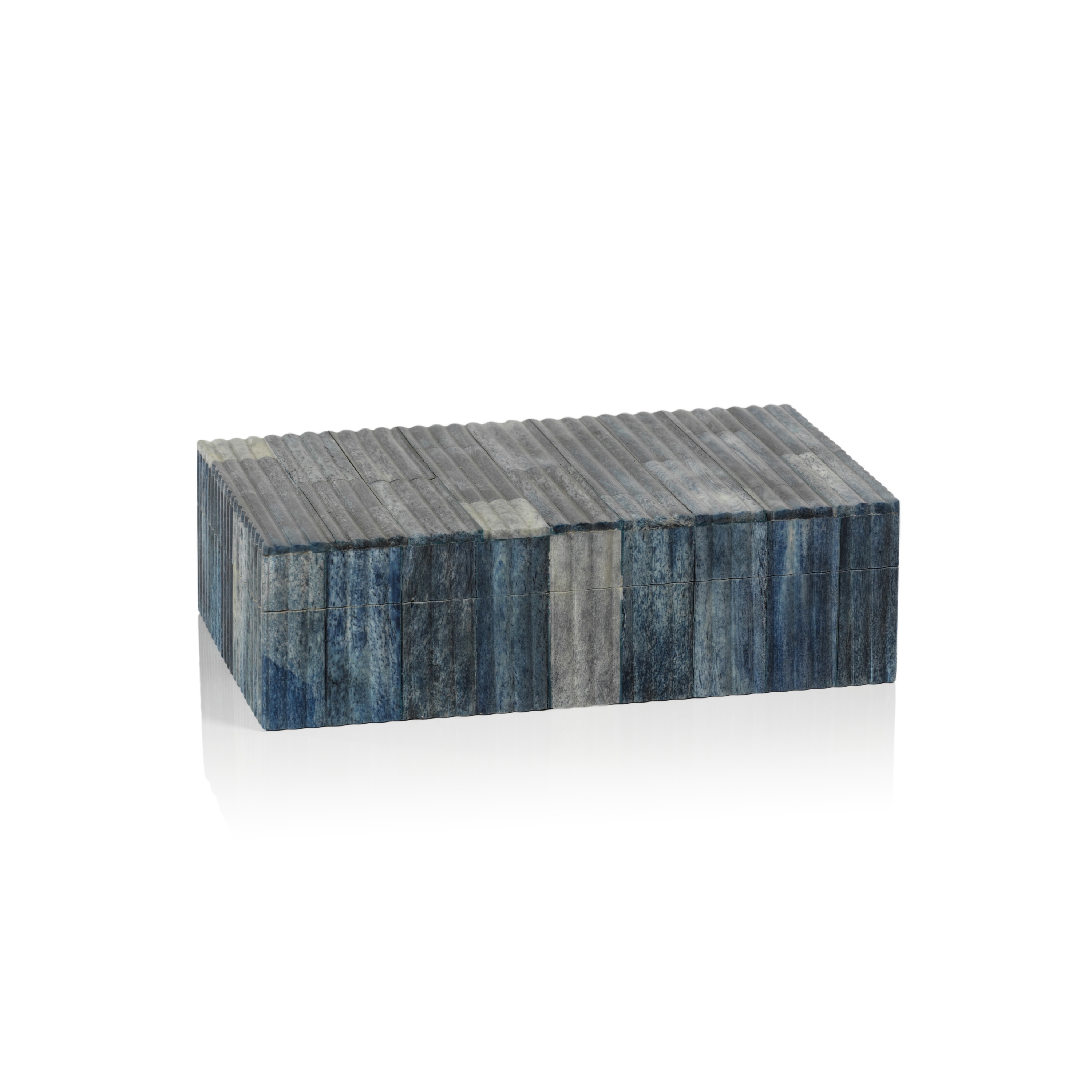 Halsey Modern Classic Navy Blue Bone Rectangular Decorative Box - Set of 2