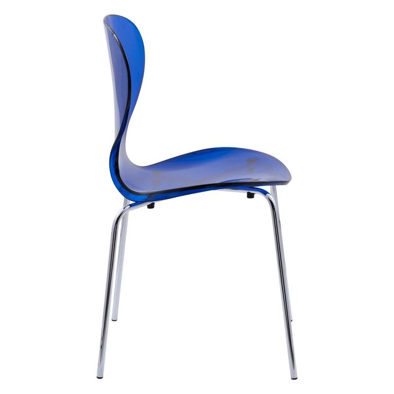 Stackable Plastic Dining Chair with Chrome Legs Set of 4 Transparent Accent Side Chair for Indoor and Outdoor