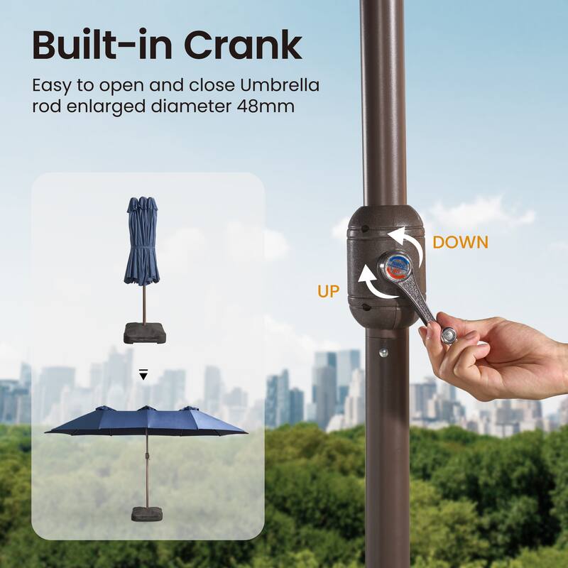 ​OVIOS 15ft Double Side Patio Umbrella Extra Large with Crank