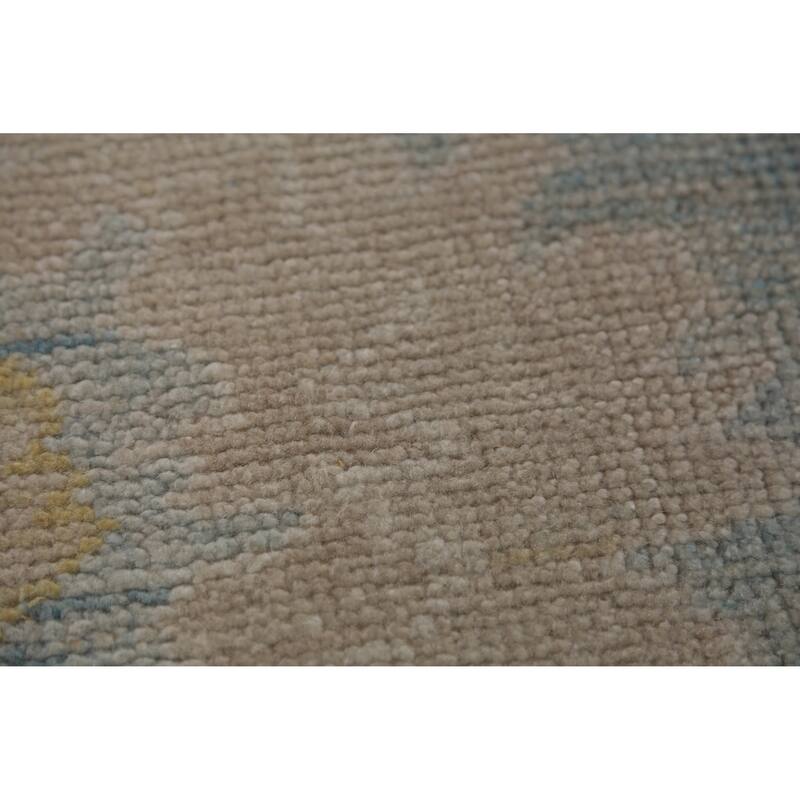 Hand Knotted Oriental 100% Wool Carpet Transitional Floral Navy Blue & Blues Oushak Runner Rug - 13' 6'' X 3' 4''