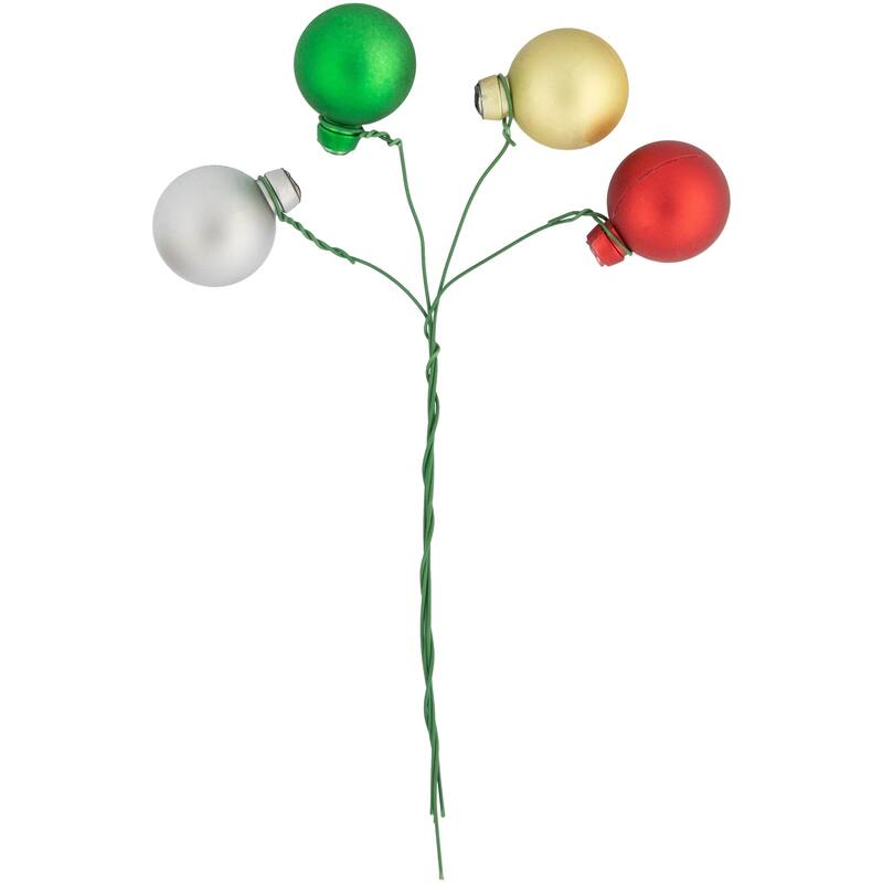 Shatterproof Ball Ornament Christmas Pick - 6.75" - Traditional Colors
