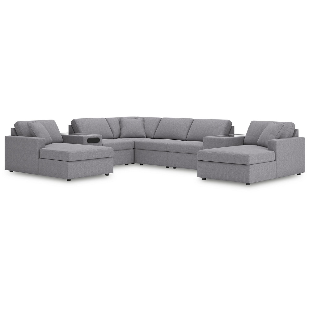 Signature Design by Ashley Modmax 8-Piece Double Chaise Sectional with Audio and Storage Consoles - 157" W x 125" D x 36" H