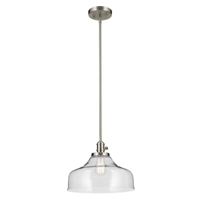 Kichler Lighting Avery 1-Light Pendant Light with Seeded Glass - Brushed Nickel - Bell