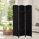 preview thumbnail 7 of 15, HomCom 6' Tall Wicker Weave Three Panel Room Divider Privacy Screen - Black Wood