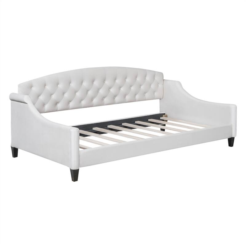 Twin Size Velvet Tufted Daybed with Wood Frame and Legs