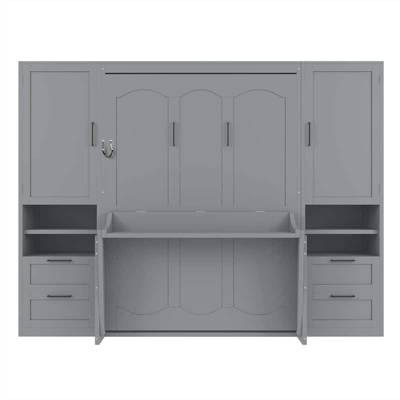 Full Size Murphy Bed Wall Bed with Closet ,Drawers and Shelves