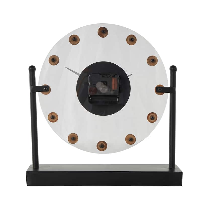Gold or Black Metal Acrylic Face Clock with Wood Ball Accents
