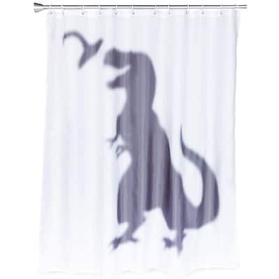Okuna Outpost Dinosaur Shower Curtain with 12 Plastic Hooks (70 x 71 Inches)