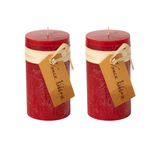 Cranberry Timber Pillar Candles - Set of 2