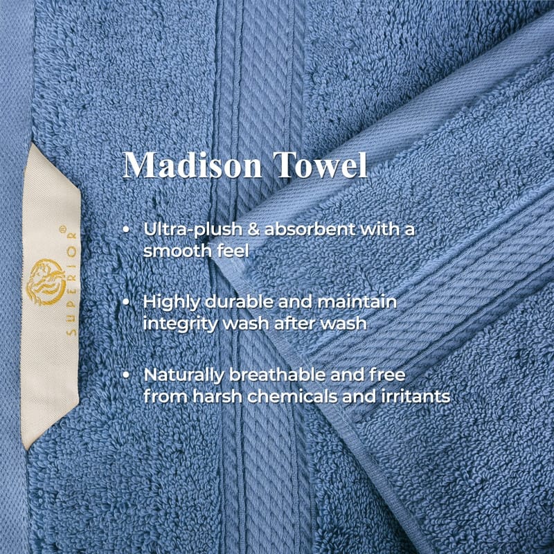Superior Egyptian Cotton 8 Piece Towel Set Ultra Plush & Absorbent Bath, Hand & Face Towels, Heavyweight Spa Quality