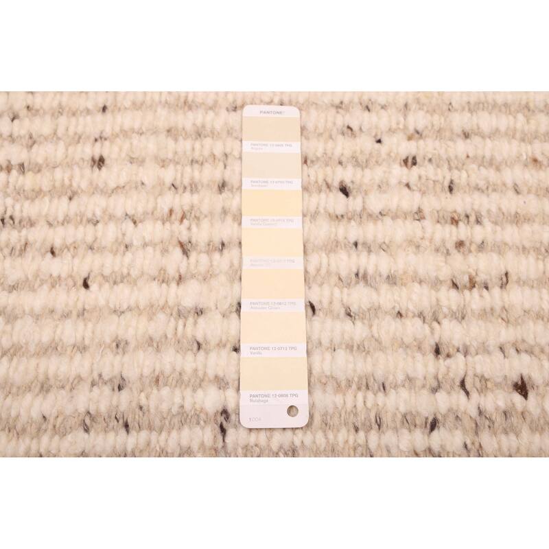 ECARPETGALLERY Hand Woven Looma Cream Wool Rug - 7'11 x 9'11