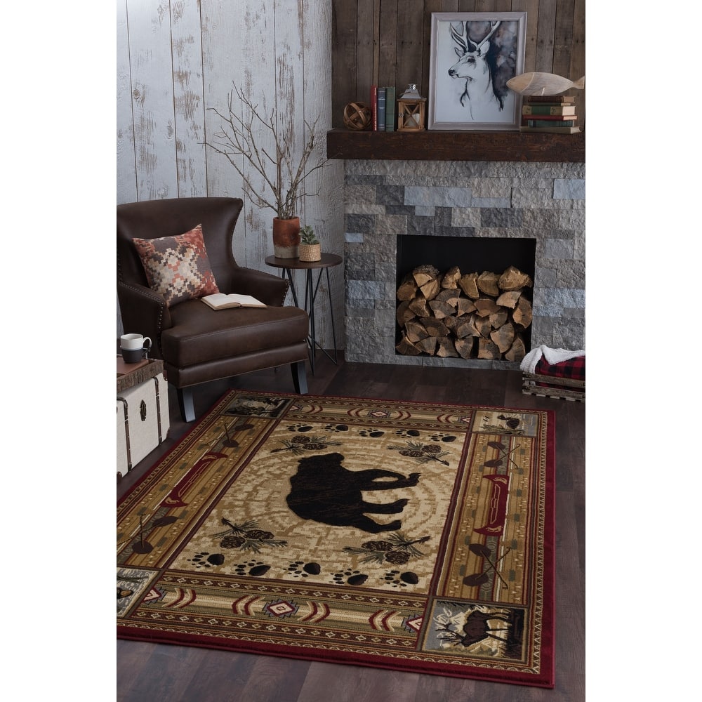 Natural Lodge Transitional Graphic Indoor Area Rug