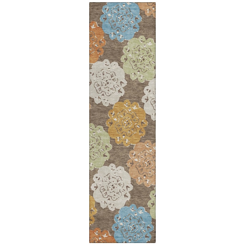 Machine Washable Indoor/ Outdoor Global Motif Chantille Rug