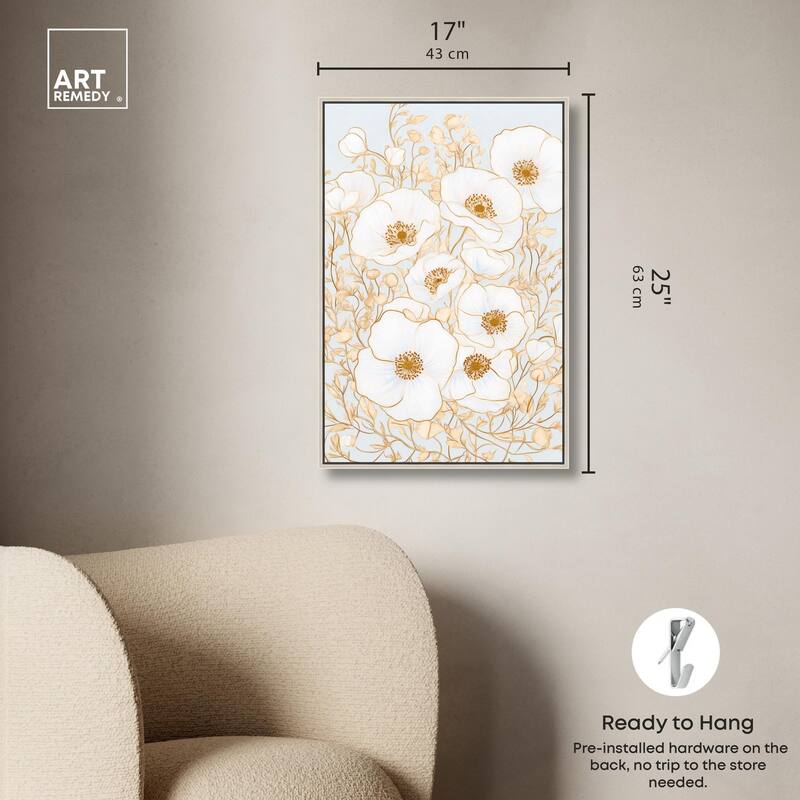 White and Gold Poppies I Canvas by Art Remedy