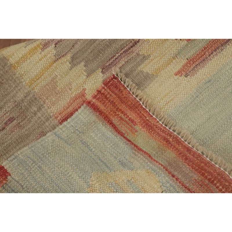 Hand Woven Oriental 100% Wool Carpet Southwestern Tribal Multi-Colored Kilim Runner Rug - 8' 0'' X 2' 2''