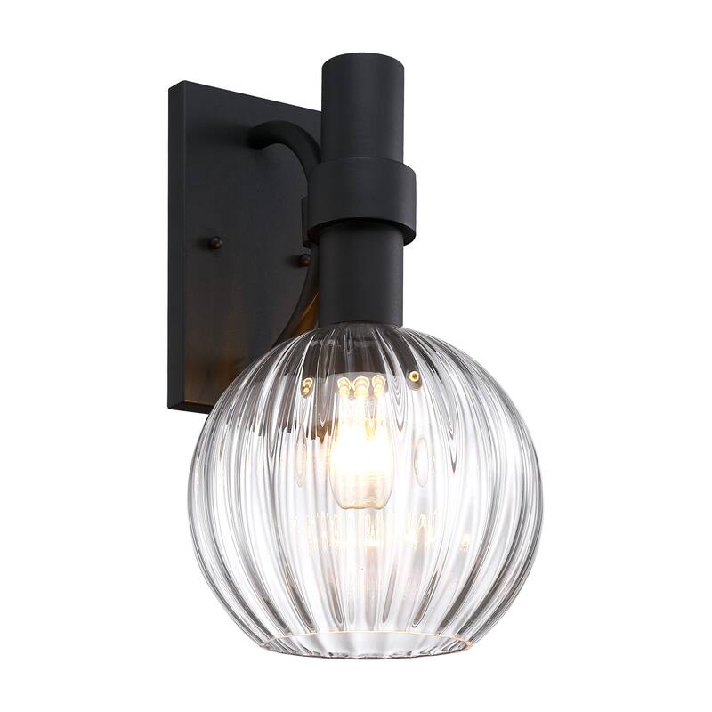Fernwood 9 in. 1-Light Black Outdoor Wall Sconce Light for Porches - 16