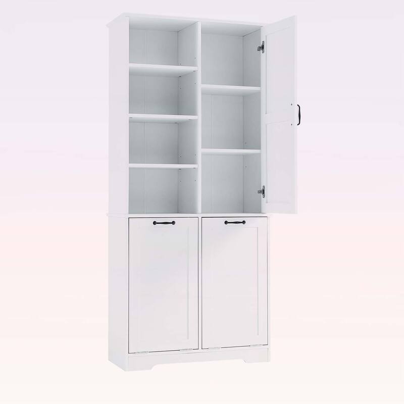 Stylish and Functional Bathroom Storage Cabinet with Doors,Drawers,Tilt-Out Laundry Hamper