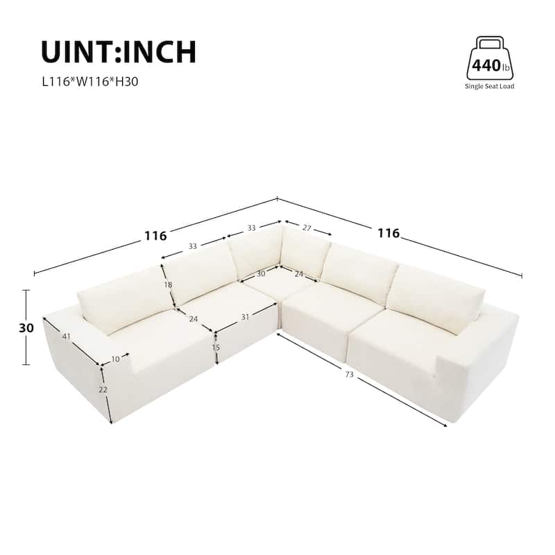 Harper&Bright Designs 5 PCS Luxury Modular Floor Sofa