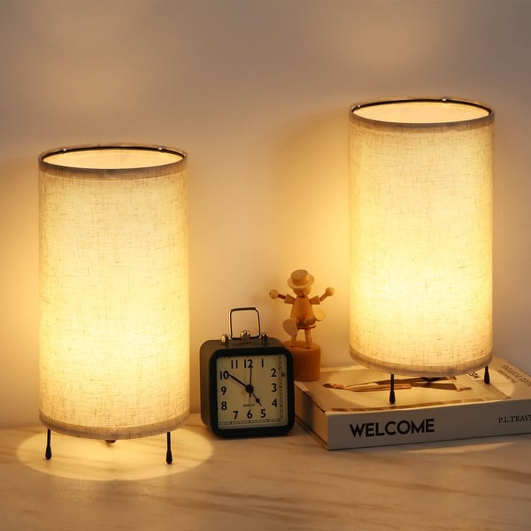 Set of 2 Small Bedside Table Lamps with Simple Metal Base Bed Bath & Beyond 37245971