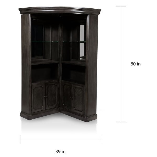 Groenlo Transitional Grey Wood Multi-Storage Curio Cabinet - Thumbnail 2
