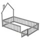 preview thumbnail 23 of 25, Twin Size House-Shaped Headboard Floor Bed with Fence and Small Door