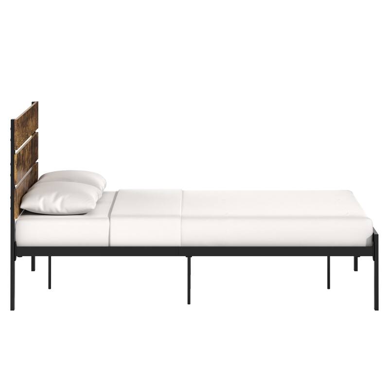 Aabira Metal Platform Bed with Wood Finish Panels by iNSPIRE Q Modern