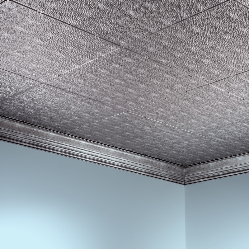 Fasade Border Fill Decorative Vinyl 2ft X 4ft Glue Up Ceiling Tile In Crosshatch Silver 5 Pack Overstock 32192136