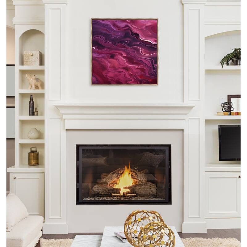 Kate and Laurel Sylvie Tonal Purple Plum Framed Canvas by Creative Bunch Studio