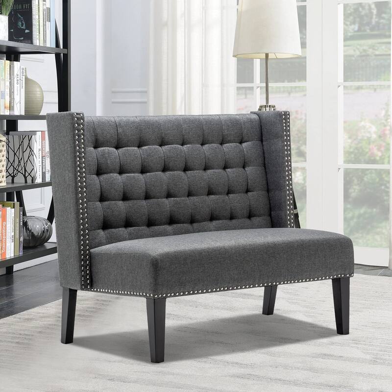 Settee couch,Modern Loveseat Settee Bench Sofa Upholstered - Slate