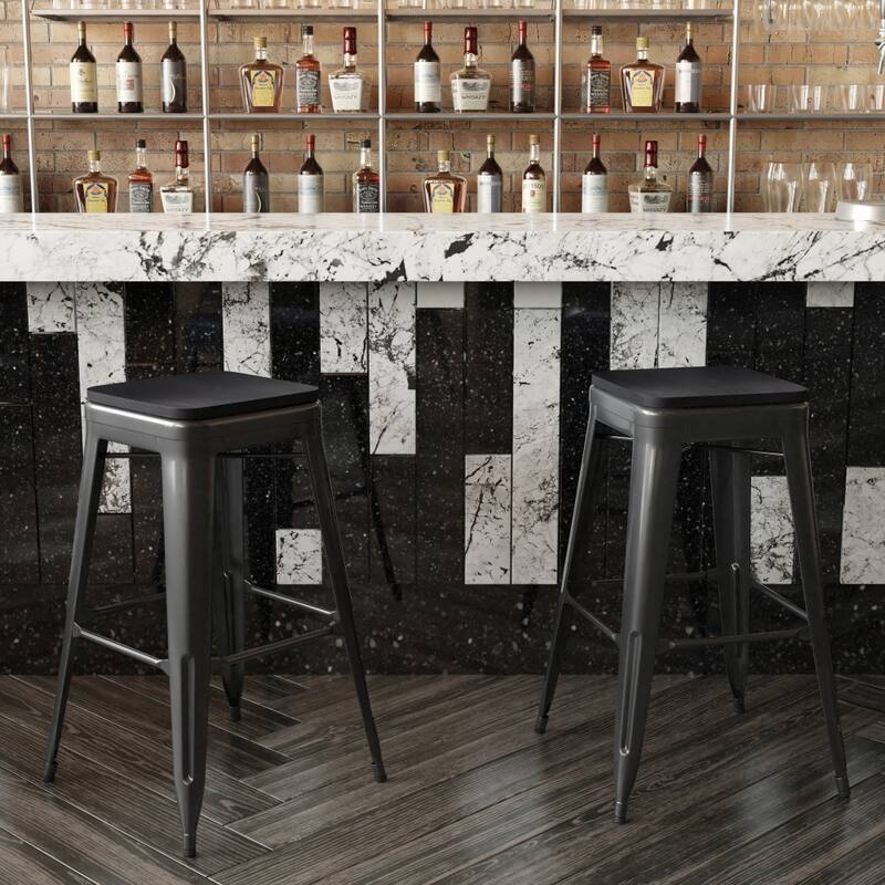 All-Weather Backless Commercial Bar Stool with Poly Resin Seat