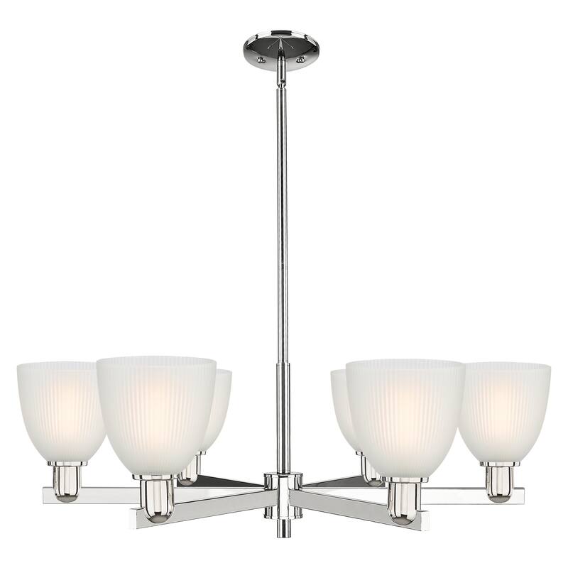 Innovations Lighting Endless Possibilities Arcadia - Castile - 6 Light 36" Stem Hung Chandelier - Polished Nickel/White