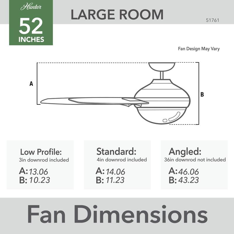 Hunter Erling Ceiling Fan with LED Light Kit and Pull Chain - Modern Rustic, Transitional