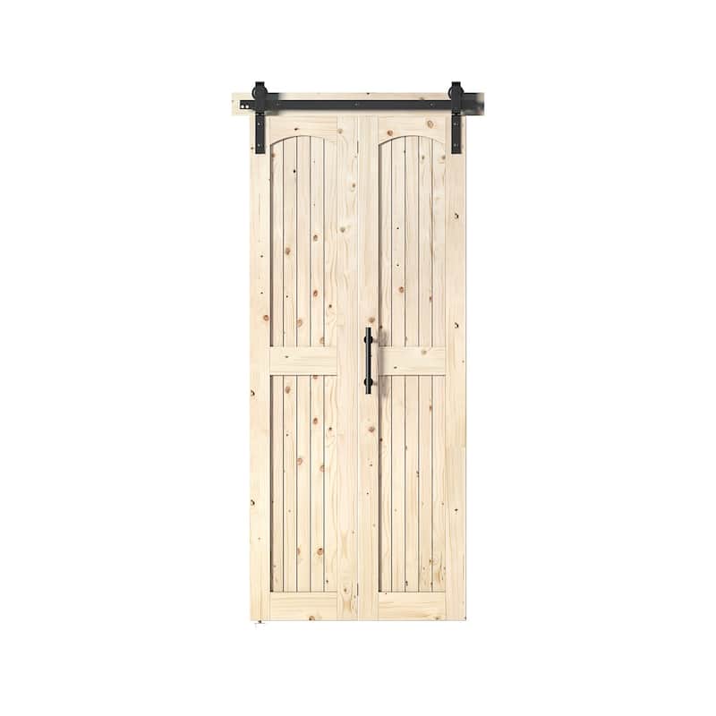 Coast Sequoia Arch Top 30in./36in./48in./60in./72in./96in. x 84in. Knotty Pine Wood Unfinished Bi-Fold Door With Hardware Kit