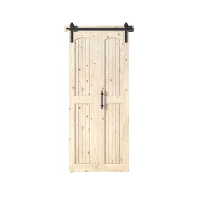 Coast Sequoia Arch Top 30in./36in./48in./60in./72in./96in. x 84in. Knotty Pine Wood Unfinished Bi-Fold Door With Hardware Kit