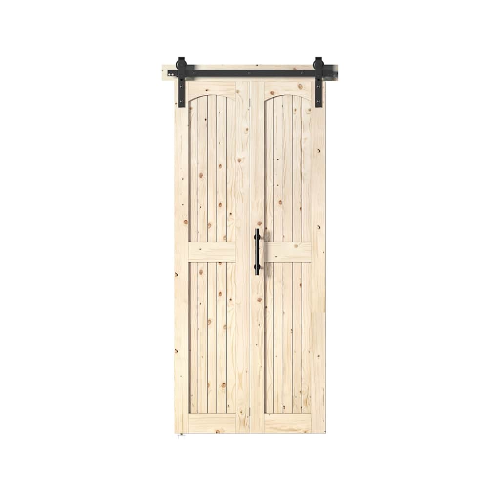 Coast Sequoia Arch Top 30in./36in./48in./60in./72in./96in. x 84in. Knotty Pine Wood Unfinished Bi-Fold Door With Hardware Kit