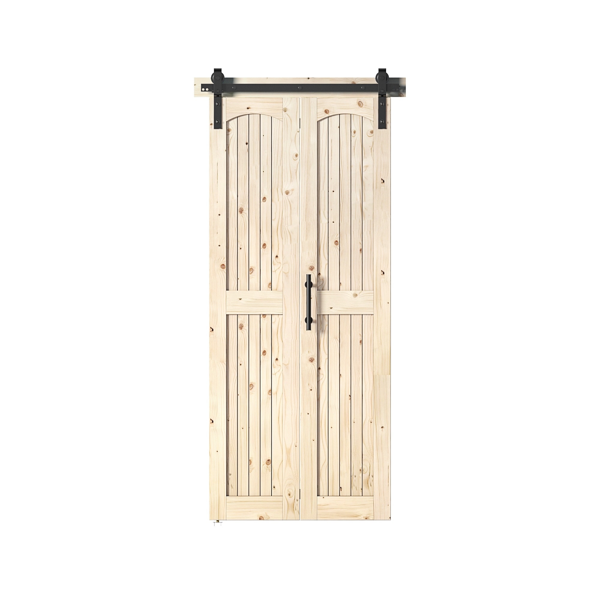 Coast Sequoia Arch Top 30in./36in./48in./60in./72in./96in. x 84in. Knotty Pine Wood Unfinished Bi-Fold Door With Hardware Kit
