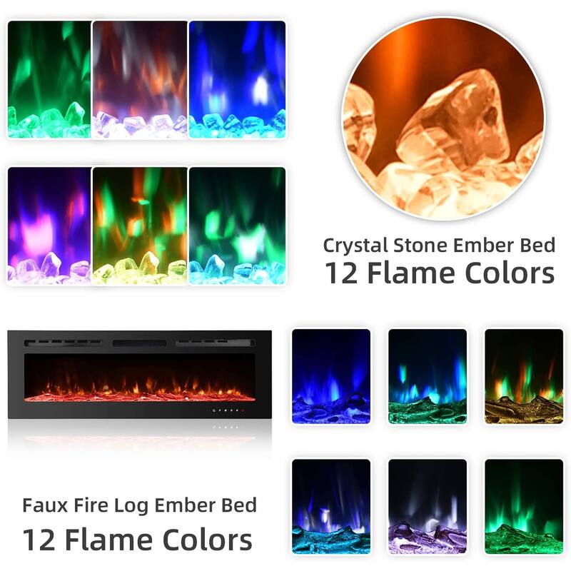 Electric Fireplace 12 Flame Color Wall Mounted