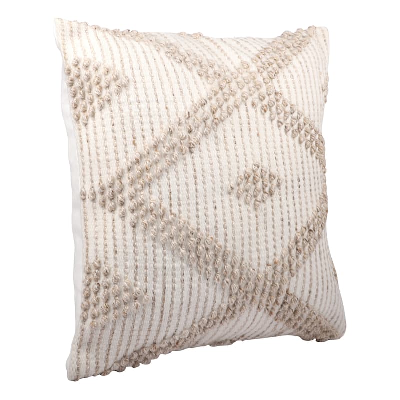 Sevita Farmhouse Diamond Striped Hand-Woven Indoor/Outdoor Throw Pillow