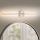 preview thumbnail 45 of 119, 1-Light Black/ Gold/ Nickel Modern Long Linear Strip Wall Sconce Dimmable LED Bathroom Vanity Light Round backplate/W:27.5'' - Nickel