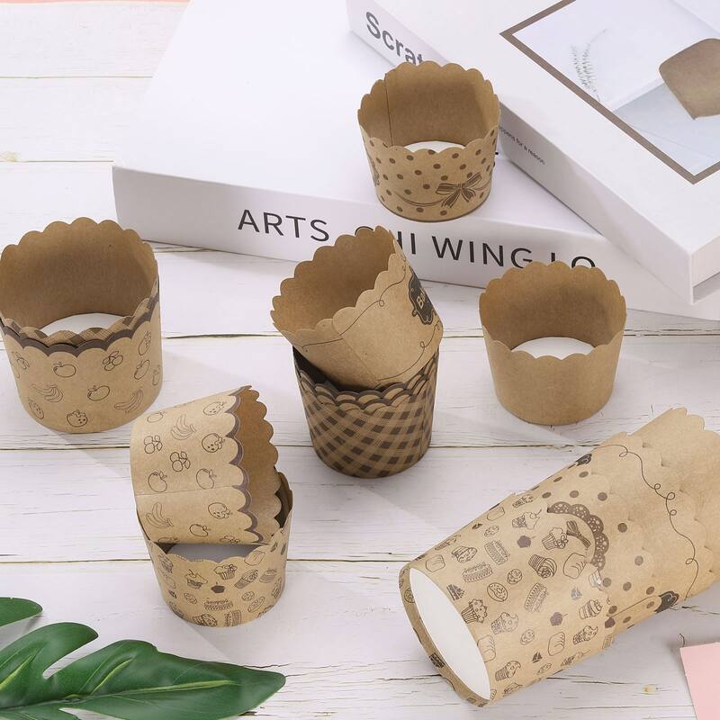 50Pcs Paper Baking Cups Brown Kraft Paper Muffins Liner Cupcake Small Cake